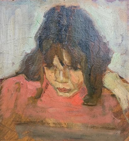 Anonimo VOLTO FEMMINILE olio su cartone, cm 34x30