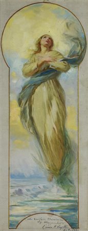 Pietro Verzetti ASSUNTA tecnica mista su tela, cm 53x23 firma e dedica ad...