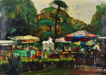 Christian Snyders LA FESTA DEL GRILLO olio su tela, cm 50x70 firma sul retro:...