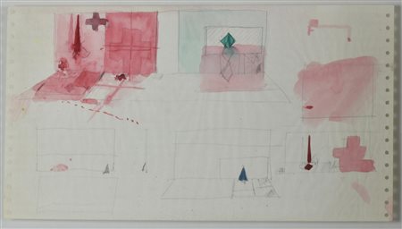 Ignoto SENZA TITOLO tecnica mista su carta, cm 21,5x39,8