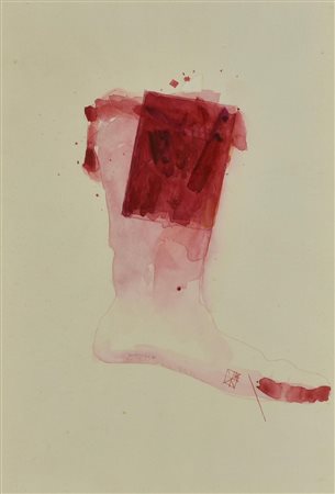 Ignoto SENZA TITOLO tecnica mista su carta, cm 32,5x21,7 firma e data...