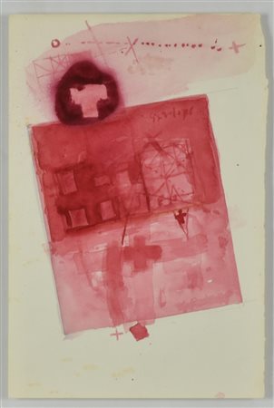 Ignoto SENZA TITOLO tecnica mista su carta, cm 32,5x21,5 firma e data...