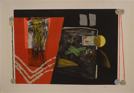 Ignoto VIAGGIO NEL SOGNO tecnica mista e collage su carta, cm 70x99 firma,...