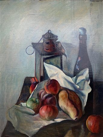 Luigi Scarpa Croce NATURA MORTA olio su tavola, cm 49x38 sul retro: firma e...