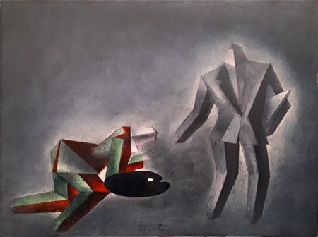 Domenico Giganti SENZA TITOLO olio su tavola, cm 30x40 firma sul retro: bozzetto