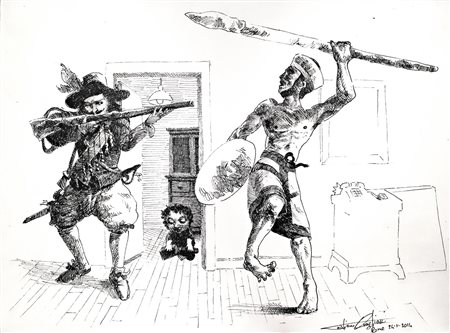 Cristiano Quagliozzi COMPOSIZIONE inchiostro su carta, cm 24x32 firma e...