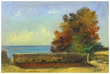 LUCIANO TORSI 1934 Castiglioncello 1963 Olio su faesite 20 x 30. Firma in b....