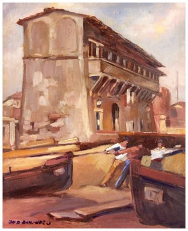 DINO BANCHELLI 1903 - 1974 Senza titolo Olio su tavola 42 x 33,5. Firma in b....