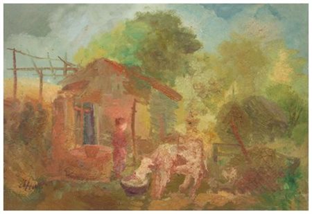 GUIDO GUIDI 1901 - 1998 Senza titolo Olio su tela 50 x 70. Firma in b. a s.