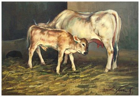 GIO BATTA LEPORI 1911 - 2002 Senza titolo Olio su faesite 35 x 50. Firma in...