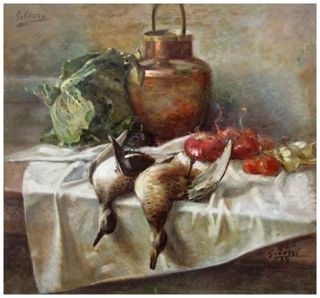 GUIDO CERRI 1874 - 1964 Senza titolo 1949 Olio su faesite 68 x 71. Firma in...