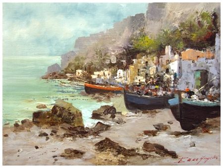 ELETTRA BRIANTE DE ANGELIS XX secolo Senza titolo Olio su tela 30 x 40. Firma...