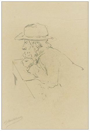 GIOVANNI BARTOLENA 1866 - 1942 Senza titolo Matita su cartoncino 23 x 15,5....