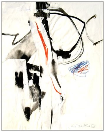 CLAUDIO CINTOLI 1935 - 1978 Senza titolo 1958 Pittura, collage e t.m. su...
