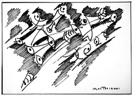 UMBERTO MASTROIANNI 1910 - 1998 Studio per l uccello di fuoco 1980 Tempera...