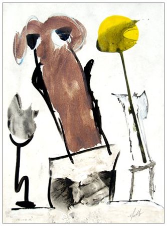 SERGIO DANGELO 1932 Criss Cross T.m. su cartoncino 42 x 29,5. Firma in b. a...