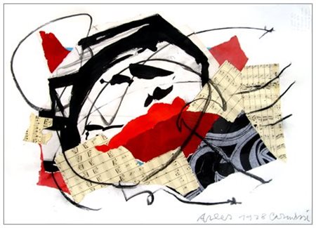 ARTURO CARMASSI 1925 Arles 1978 Pittura, t.m. e collage su cartoncino 50 x...