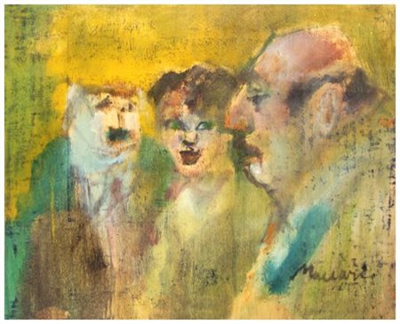 MINO MACCARI 1898 - 1989 Senza titolo Olio su tavola 32 x 40. Firma in b. a...