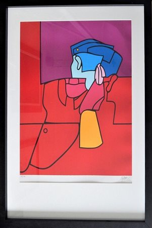 Valerio Adami SENZA TITOLO serigrafia, cm 100x70 firma es.33/100 in cornice...