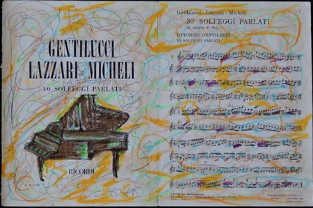 Giuseppe Chiari SENZA TITOLO tecnica mista su carta, cm 35x50 firma in...