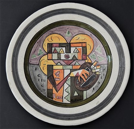 Ibrahim Kodra SENZA TITOLO piatto in ceramica Rossicone, diametro cm 50 firma...