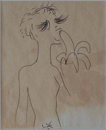 Sebastian Matta SENZA TITOLO china su carta, cm 24x20 firma in cornice...