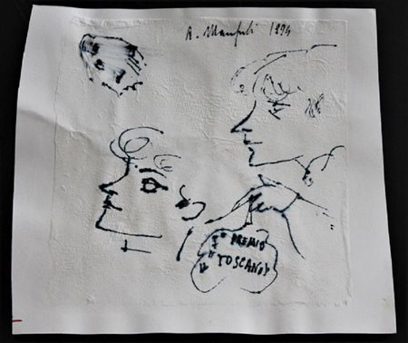 Alberto Manfredi SENZA TITOLO disegno a china su carta, cm 19x20 firma opera...
