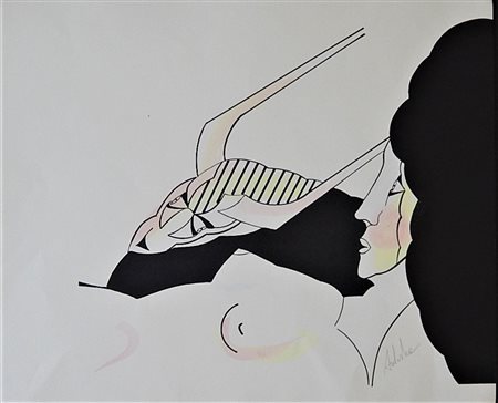 Salvador Aulestia SENZA TITOLO Ritocco su base grafica, cm 49x59 firma...