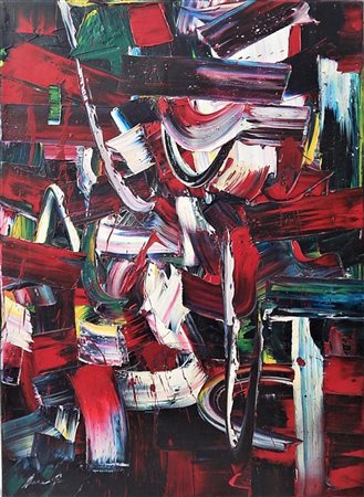 Pierluigi De Lutti NOTTURNO TRA I GHIACCI olio su tela, cm 150x100 firma...