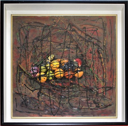 Vito Marmo NATURA MORTA tecnica mista/collage su tela, cm 90x90 firma...