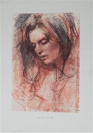 Pietro Annigoni BETTY JANE litografia offset, cm 68x49 firma in lastra