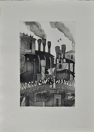 Francesco Tabusso OMAGGIO A CARPACCIO acquaforte, cm 70x50 firma es.2/25...