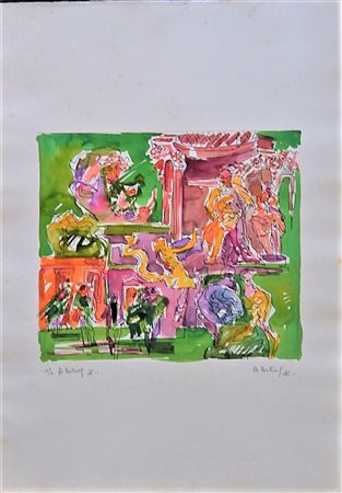 Philippe Artias SENZA TITOLO acquaforte colorata a mano, cm 70x50 es.1/1...