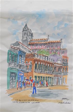 Ignoto SENZA TITOLO acquerello, cm 49,5x33,5 firma L'opera presenta una piega...