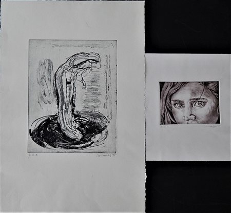 Ignoto Lotto di 2 opere: SENZA TITOLO acquaforte, cm 32x24,5 su foglio 60x41...