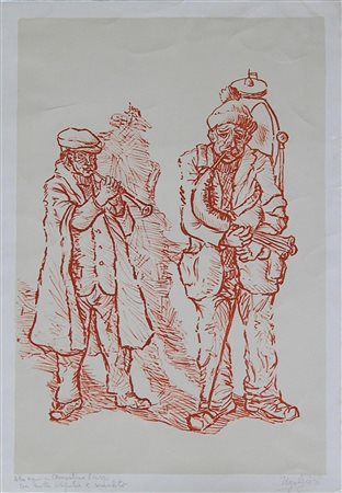 Ignoto SENZA TITOLO litografia, cm 50x35 firma e dedica