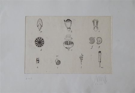 Ignoto SENZA TITOLO incisione puntasecca, cm 26x40 su foglio cm 44,5x64 firma...