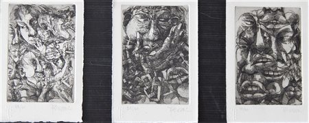 Ignoto Lotto di 3 incisioni: SENZA TITOLO acquaforte, cm 14,5x9,7 su foglio...