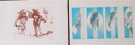 Ignoto Lotto di 2 opere: SENZA TITOLO acquaforte acquatinta, cm 23x28 su...