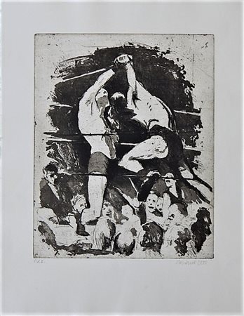 Ignoto SENZA TITOLO, acquaforte, cm 45,5x36 su foglio cm 65x50 firma Es. P.d.a