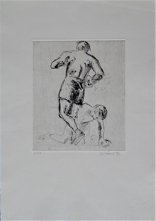 Ignoto SENZA TITOLO incisione puntasecca, cm 24,5x20 su foglio cm 50x35 firma...