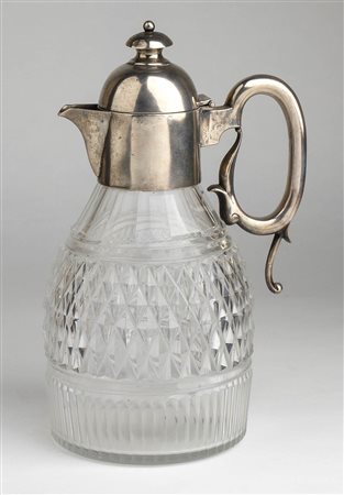 Caraffa inglese in vetro molato e argento 925/1000 - Londra 1901, Goldsmiths & Silversmiths Co. Ltd