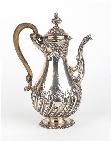 Caffettiera inglese Giorgio III in argento 925/1000 - Londra 1756-1757, Thomas Devonshire and William Watkins