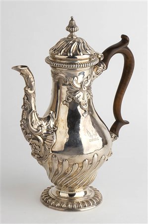 Caffettiera inglese Giorgio III in argento 925/1000 - Londra 1760, Samuel Courtauld