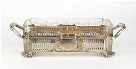 Centrotavola Liberty italiano in argento 800/1000 e cristallo - inizio XX secolo