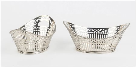 Coppia di cestini olandesi in argento 835/1000 - metà XX secolo