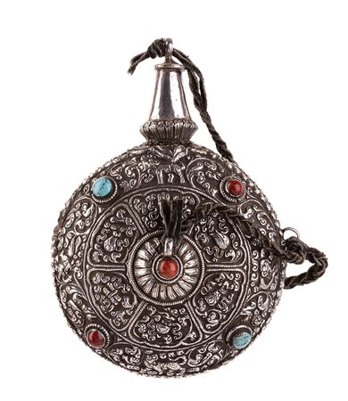 Bottiglia per tabacco da fiuto in argento - Tibet prima metà XX secolo