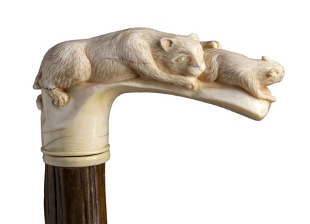 Bastone da passeggio con impugnatura in avorio - Inghilterra inizio XX secolo