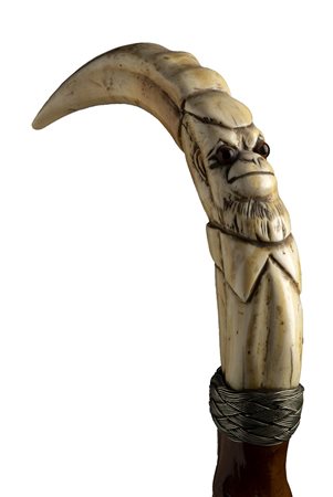 Antico bastone da passeggio con impugnatura in avorio - Inghilterra inizio XX secolo