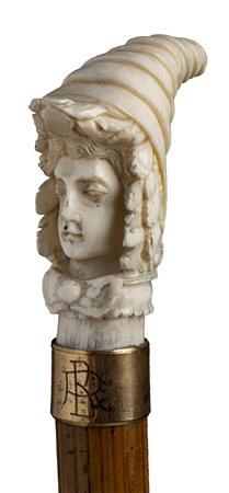 Bastone da passeggio con impugnatura in avorio - Germania inizio XX secolo